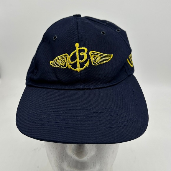 VINTAGE BREITLING‎ Mens 90s Hats Navy Blue OSFA Embroidered Cotton Cap Snap Back